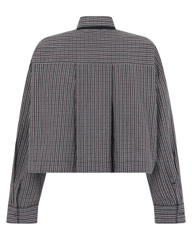 Pinko Cropped Checkered Cotton Shirt — Black Black