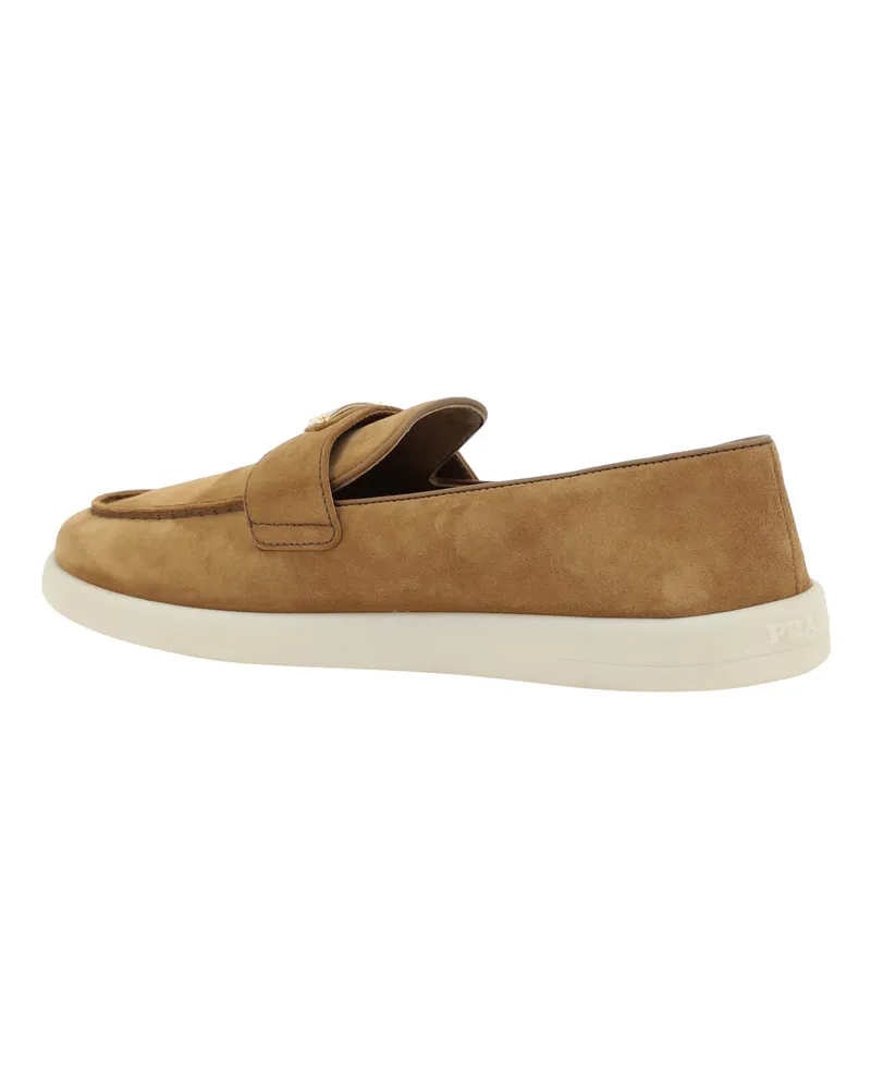 Prada Women's Leather Loafers Cannella Beige