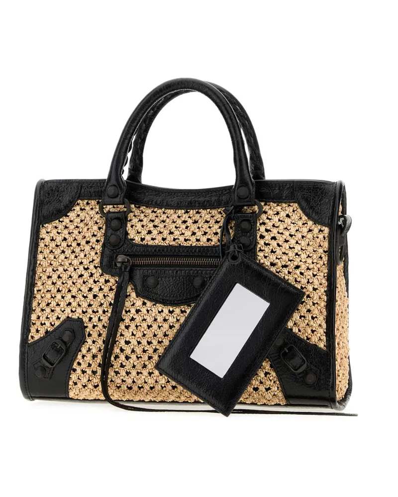 Balenciaga Le City Raffia Shoulder Bag — Beige Beige