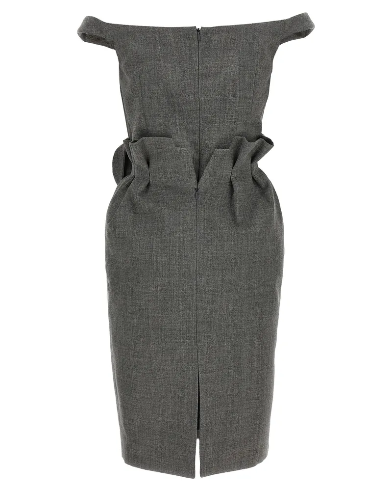 Magda Butrym Sculptural Boat-Neck Dress — Grey Grey