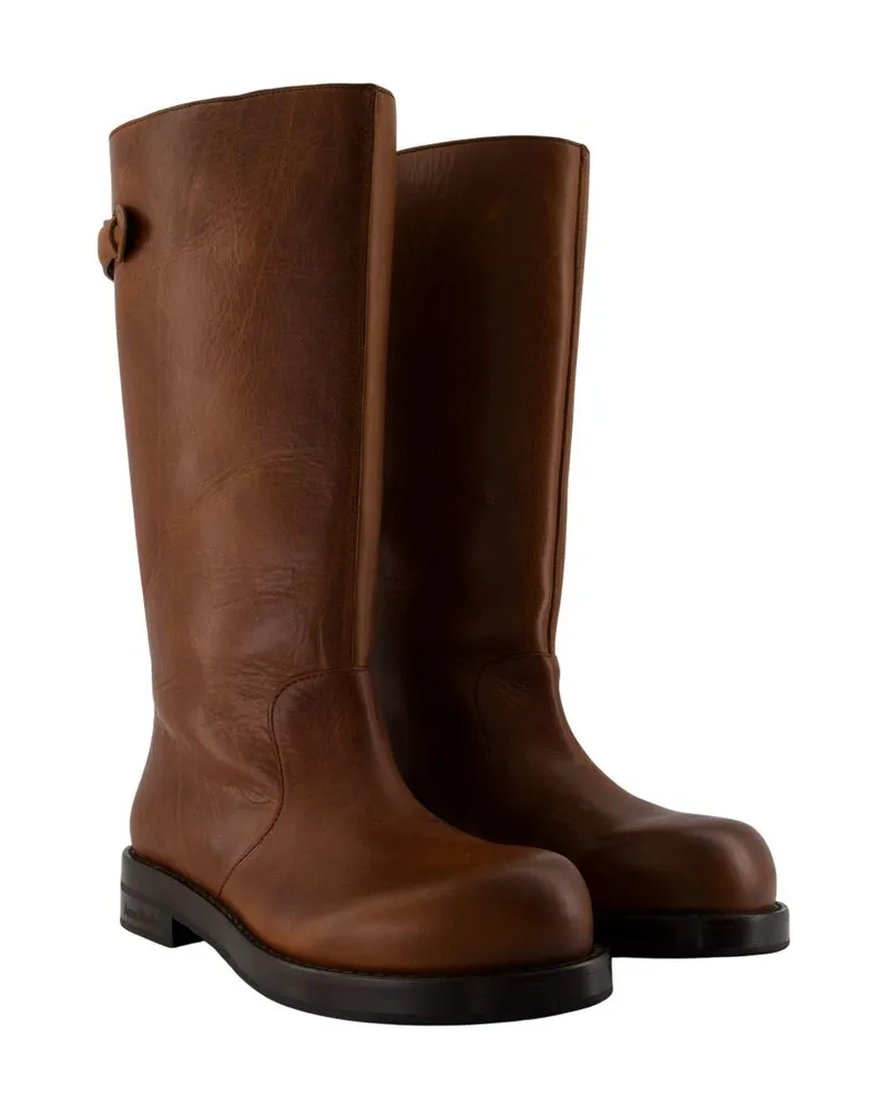 Acne Studios Women's Beshay Saian Boots -  Leather Brown Calfskin Shoes Brown