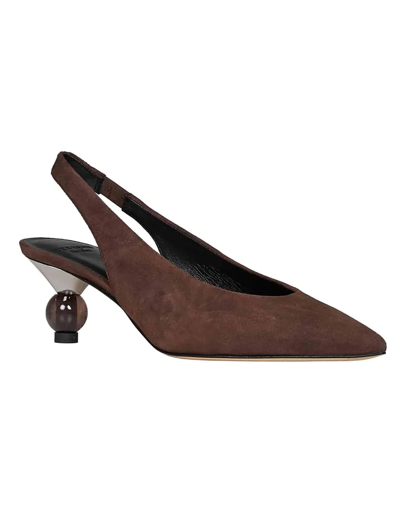Max Mara Women's Slingback Pumps Wkaorma Brown Suede Calf Leather High Heel Shoes Brown