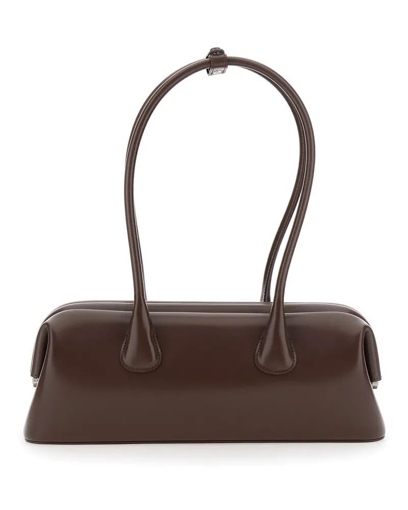 OSOI Women's Shoulder Bag Boat Wide Brown Leather Cow Brown