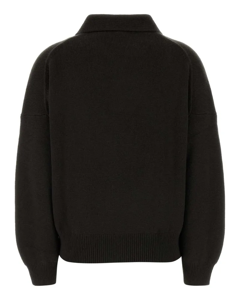 Lisa Yang Women's Dark Brown Cashmere Etta Polo Shirt Darkfern Exterior: Maglieria Sweater Green