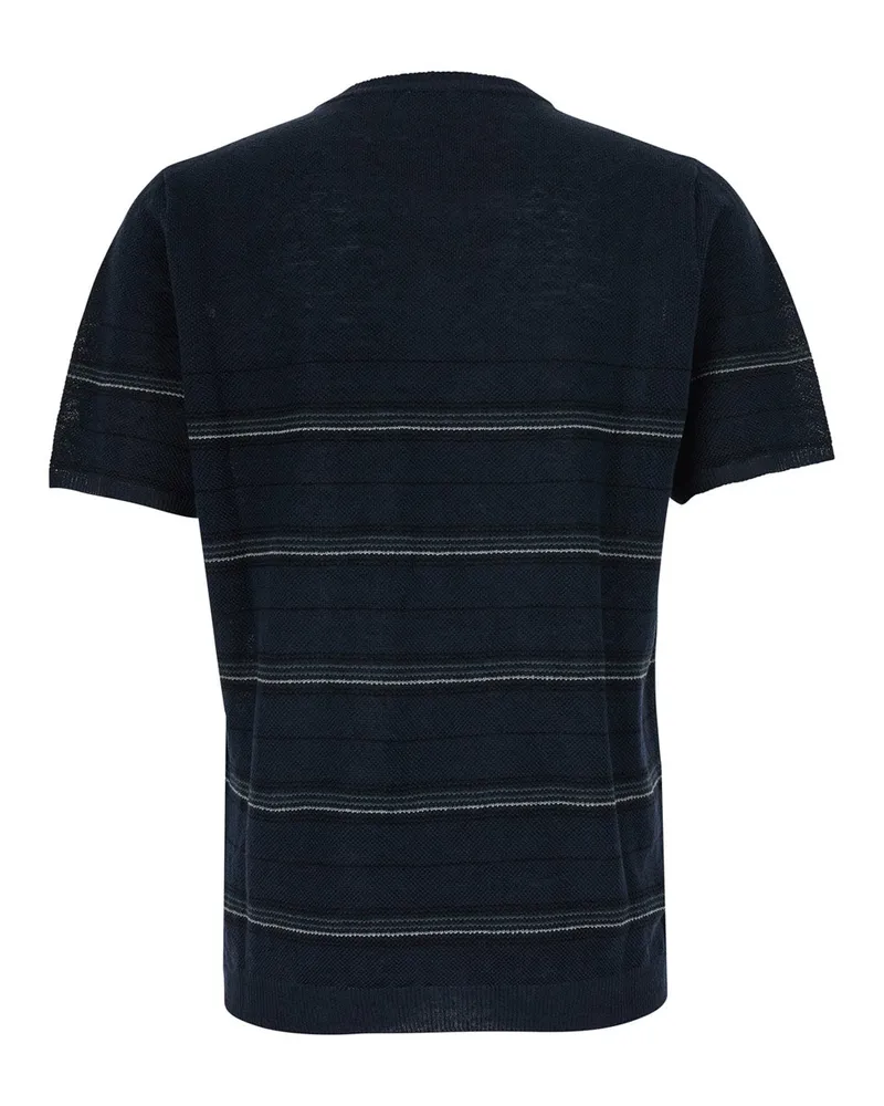 Roberto Collina Men's T-Shirt Riga Cotone Blue Cotton T-Shirts And Polos Navy