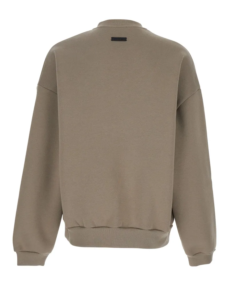 Fear of God Men's Beige Crewneck T-Shirt With Dropped Shoulders Cotton Sweatshirts Sweater Beige