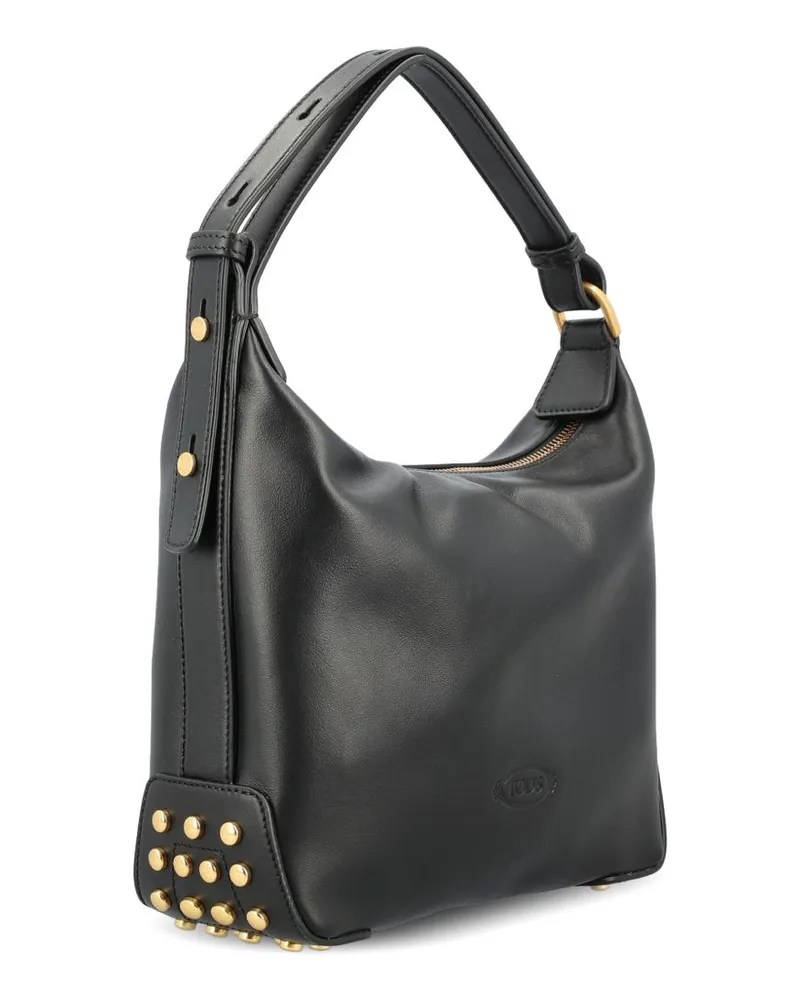 TOD'S Studded Leather Shoulder Bag — Black Black