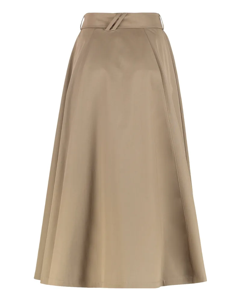 Burberry Midi Trench Gabardine Skirt — Beige Beige
