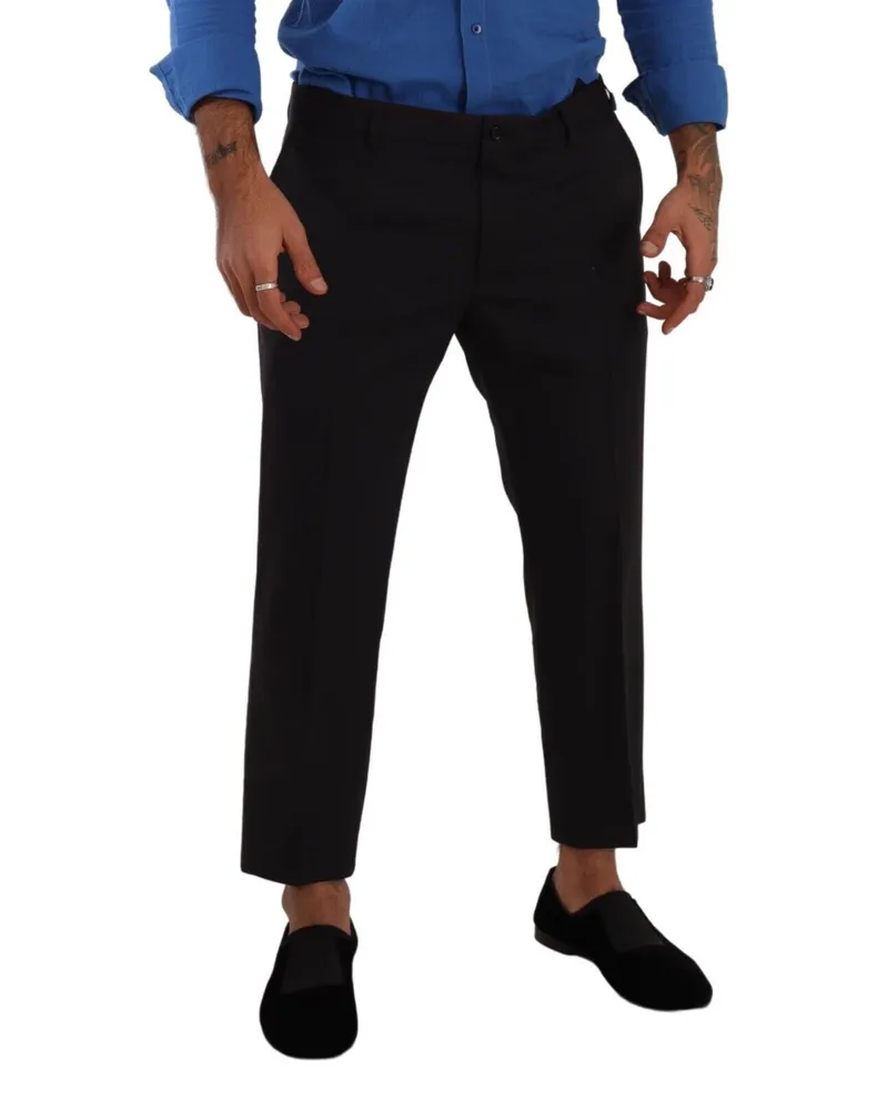 Dolce & Gabbana Men's Gray Bordeaux Wool Trouser Dress Pants Virgin Elastane Gray