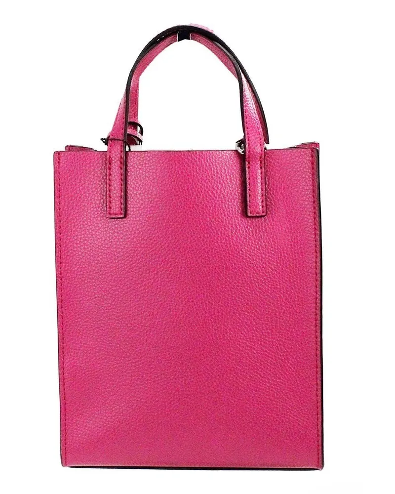 Marc Jacobs Women's Mini Grind Cactus Flower Pebbled Leather Crossbody Tote Bag Silver Pink