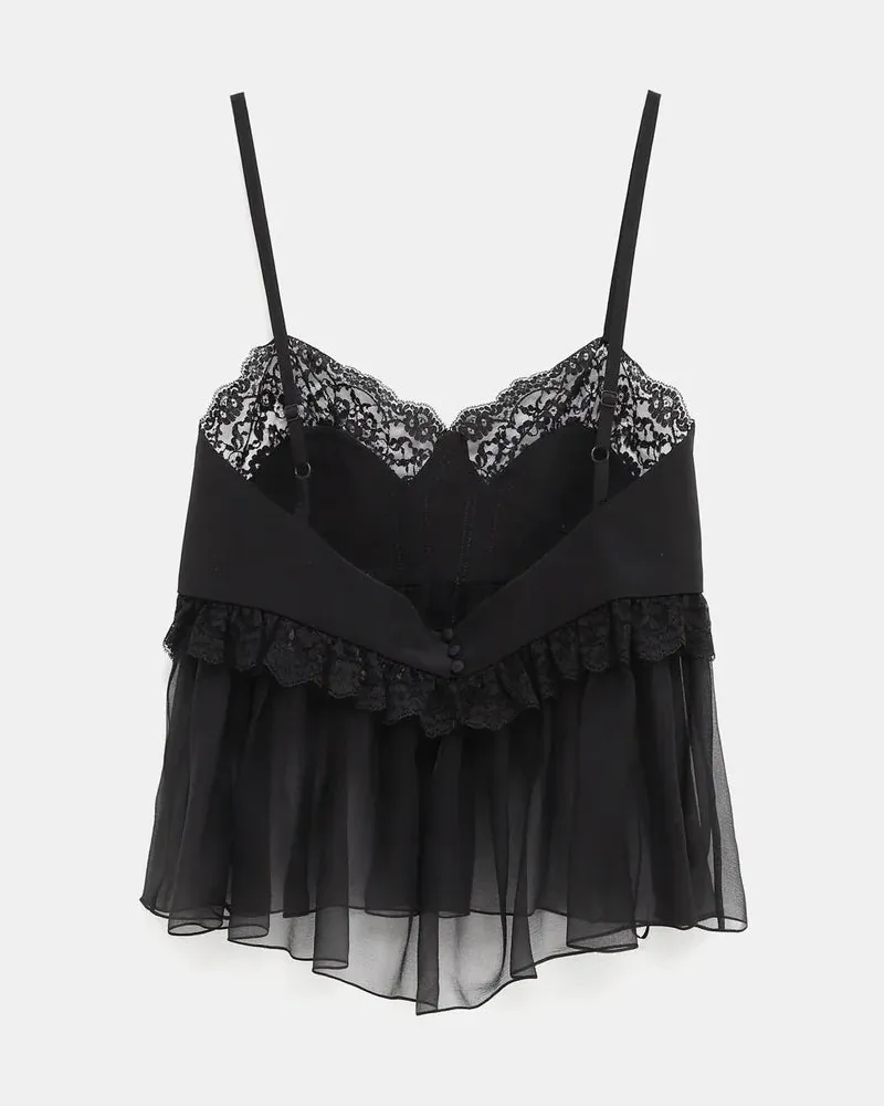 Chloé Women's Haut En Crêpe De Chine Soie Noir Black Top Black