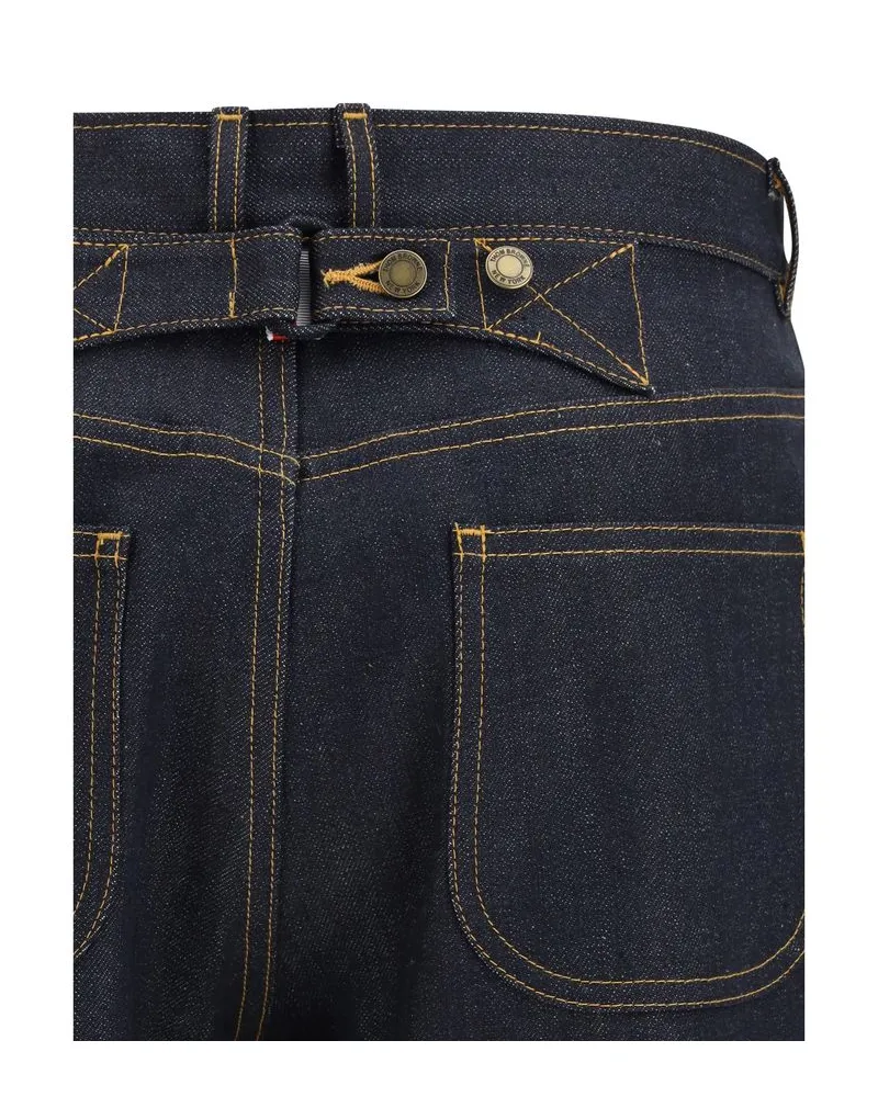 Thom Browne Women Blue Cotton Straight-Leg Jeans Clothing Blue