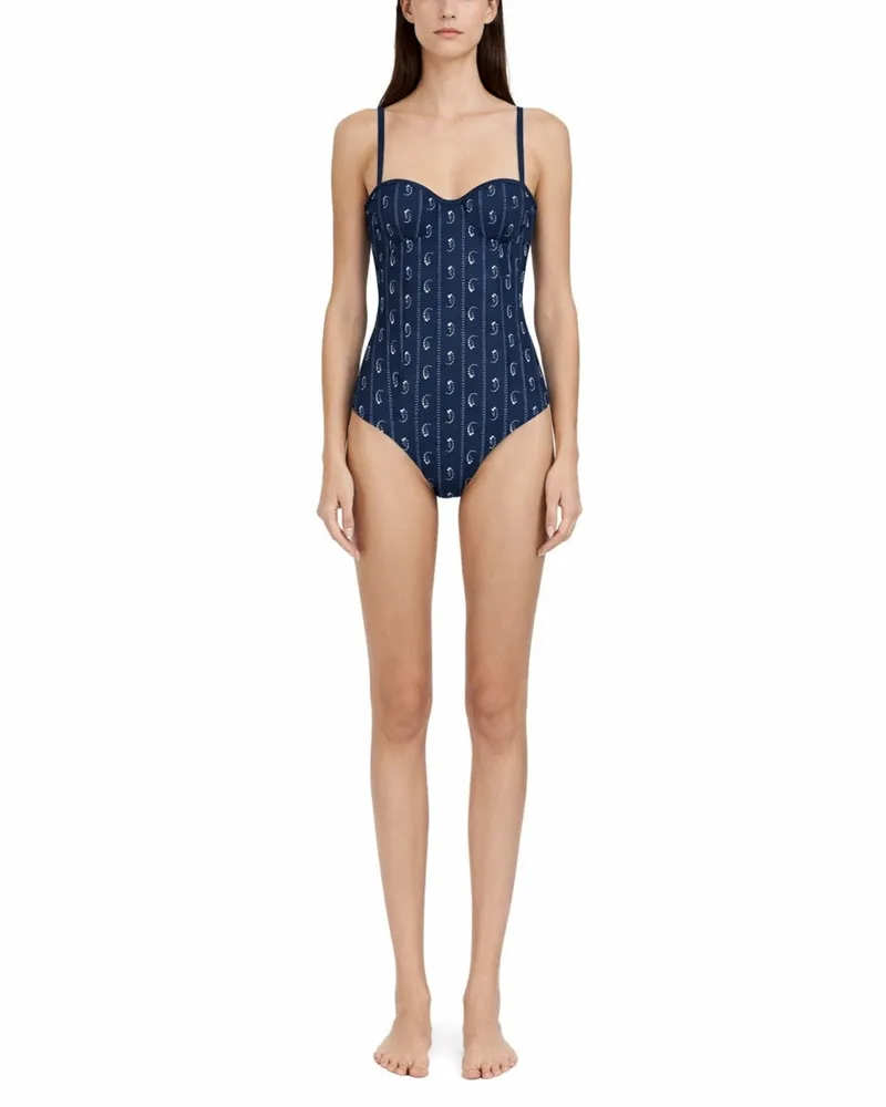 Tory Burch Paisley Print One-Piece Swimsuit — Blue 