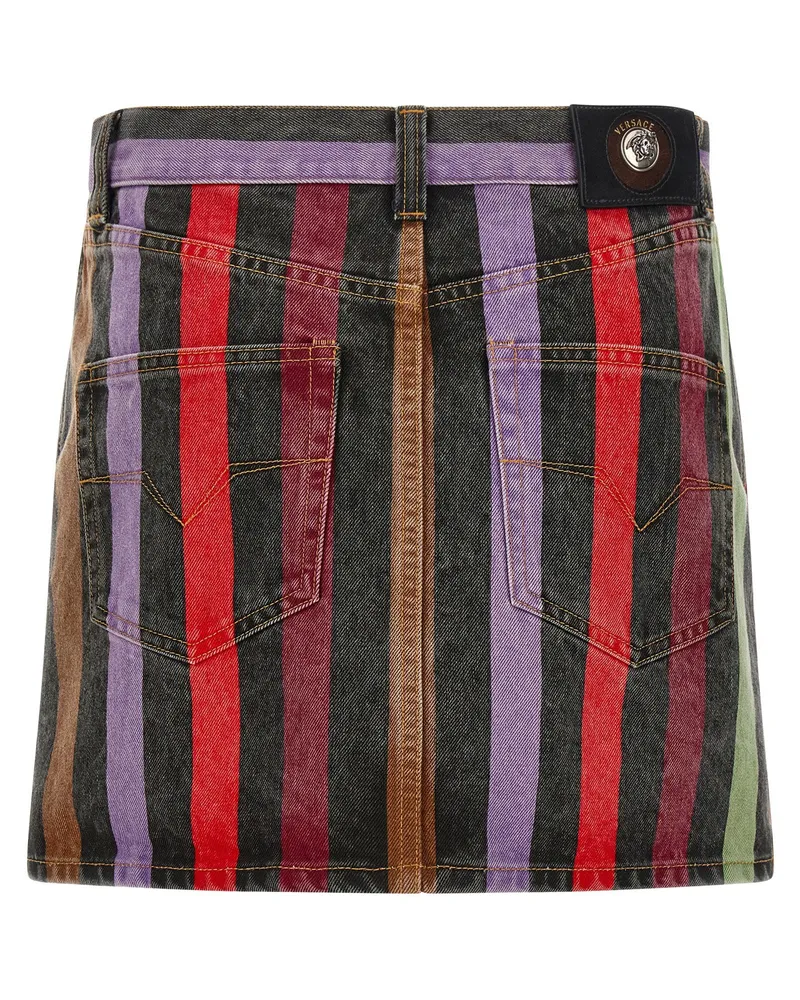 Versace Striped Denim Skirt — multicolor Multicolor