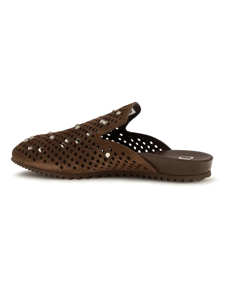 Pedro Garcia Women's Mules Braidy Chestnut Calf Suede Castoro-Greige Leather (bos Taurus) Sandal Brown