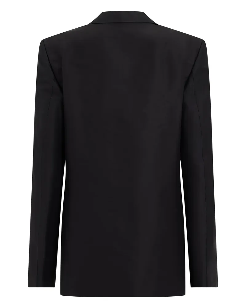 Gucci Women's Single-Breasted Blazer Black Silk Blazers Jacket Black