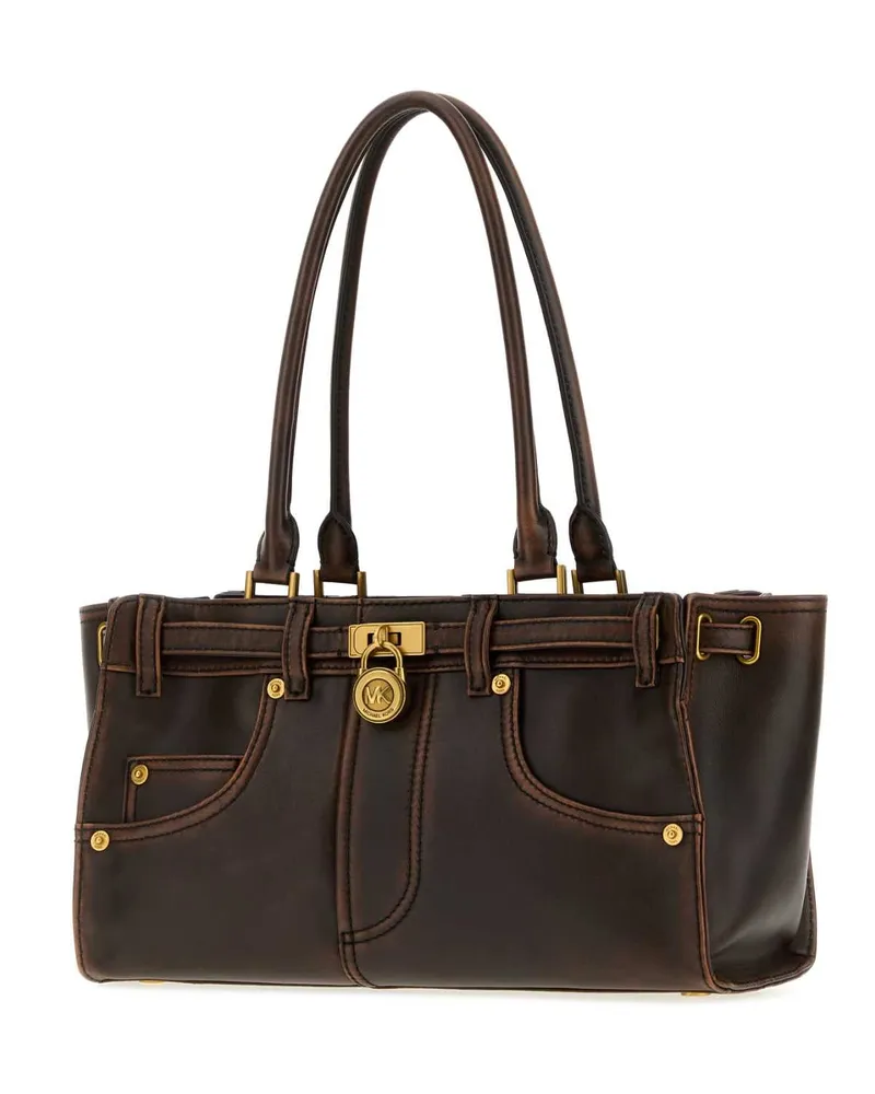 Michael Kors Leather Shoulder Bag — Brown Brown
