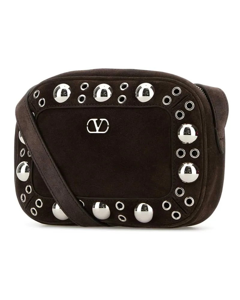 Valentino Garavani Men's Brown Suede Nellcãte Crossbody Bag Testadimoro Borse A Tracolla Brown