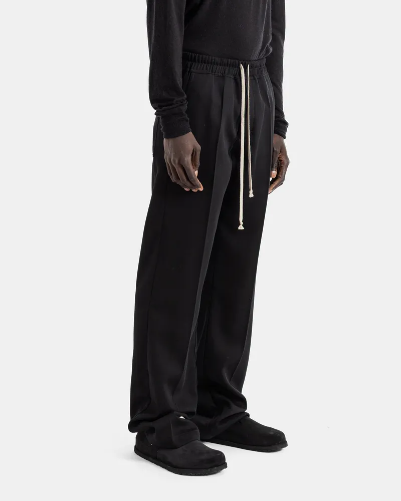 Rick Owens Men's Dietrich Drawstring Wide-Leg Trousers Black With Elasticated Waist Black