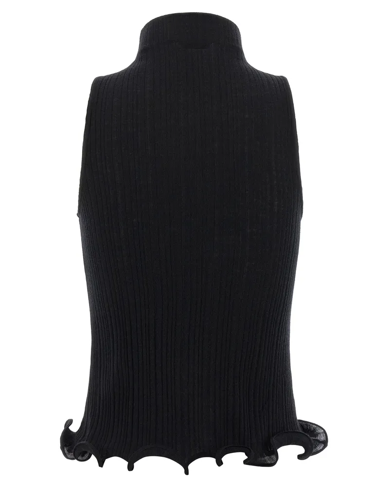 Fendi Women's Black Polyester Sleeveles T-Shirt Black