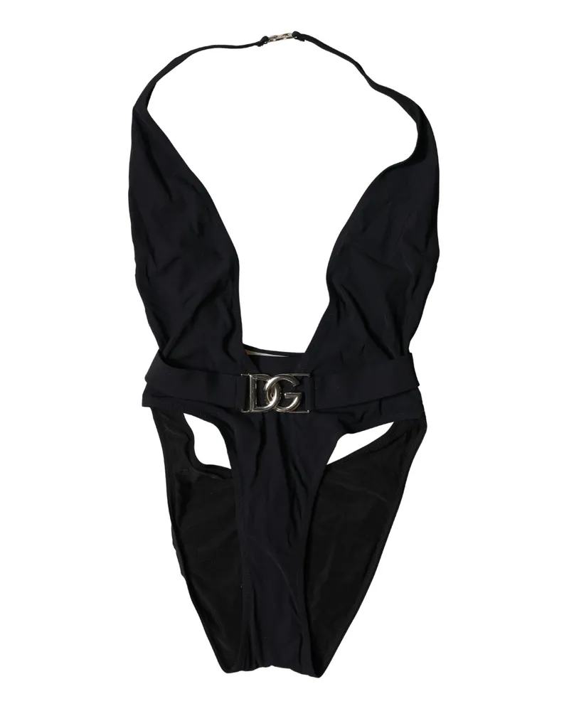 Dolce & Gabbana Women's Black Dg Nylon One-Piece Swimsuit Swimwear Elastane Clothing Black