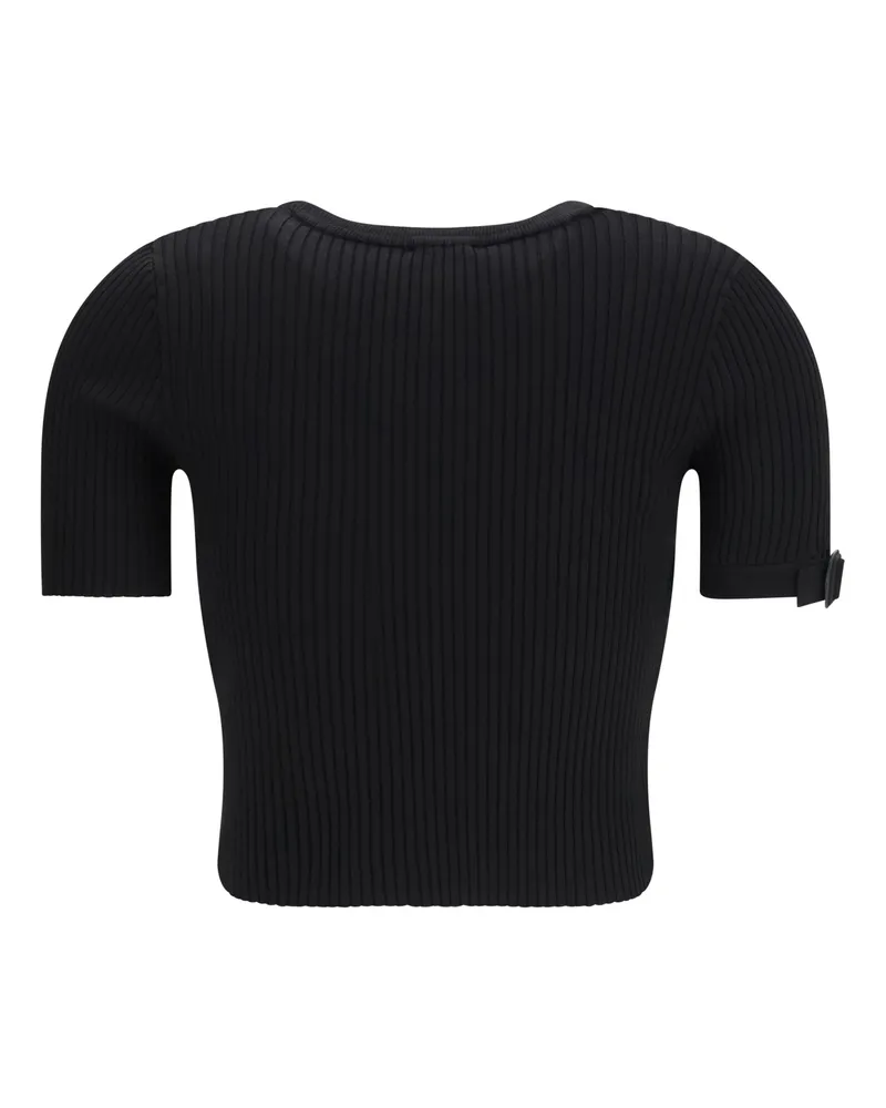 Courrèges Ribbed Crew Neck Tank Top — Black Black