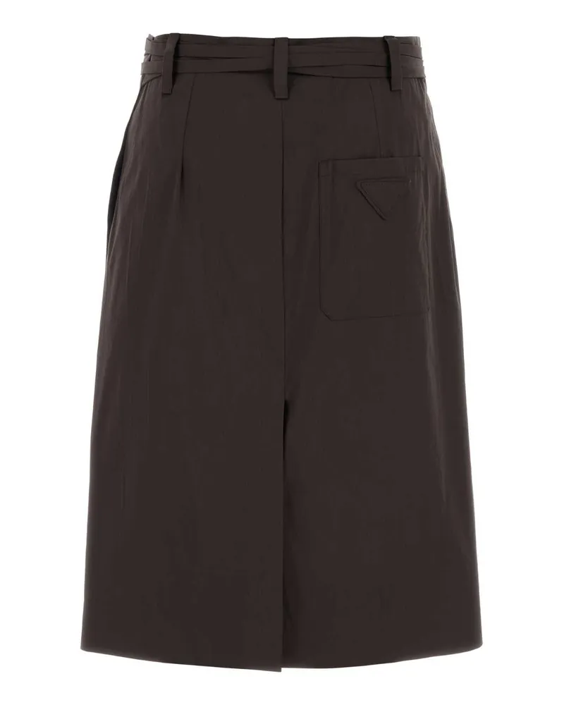 Prada Women's Stretch Poplin Skirt Brown Brown