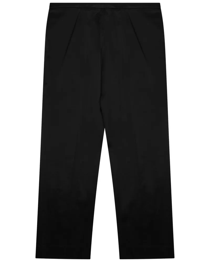 Totême Cropped Straight Cotton-Viscose Blend Trousers — Black Black
