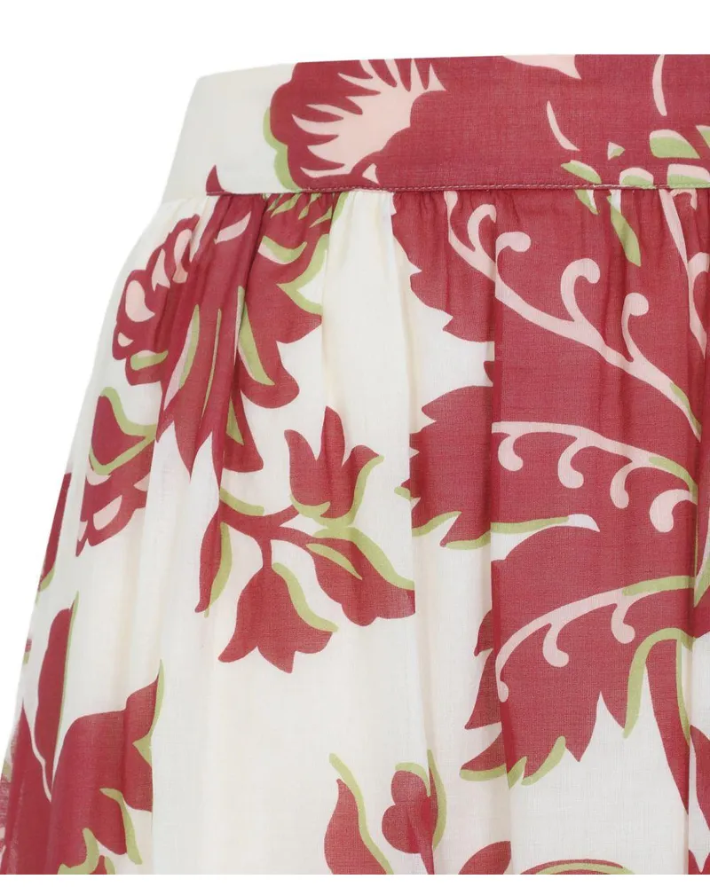 Etro Women's Skirt Red Paisley Floral Print White-Red Cotton White/red White