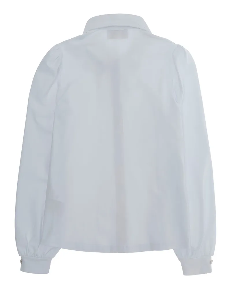 Monnalisa Girls' Shirt Magda French Collar White Cotton Blouses And White