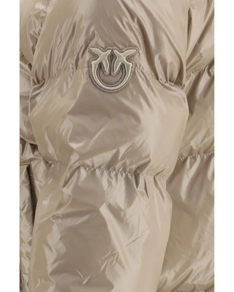 Pinko Quilted Puffer Down Jacket — Beige Beige