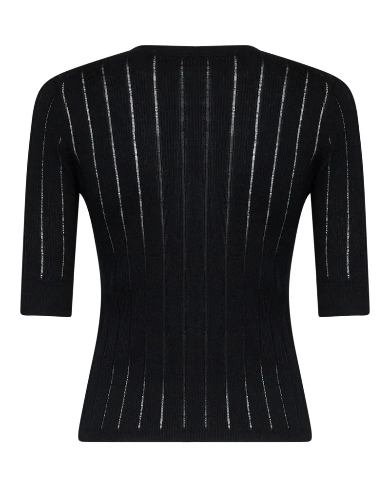 Max Mara Dropped-Stitch Ribbed Knit Sweater — Black Black