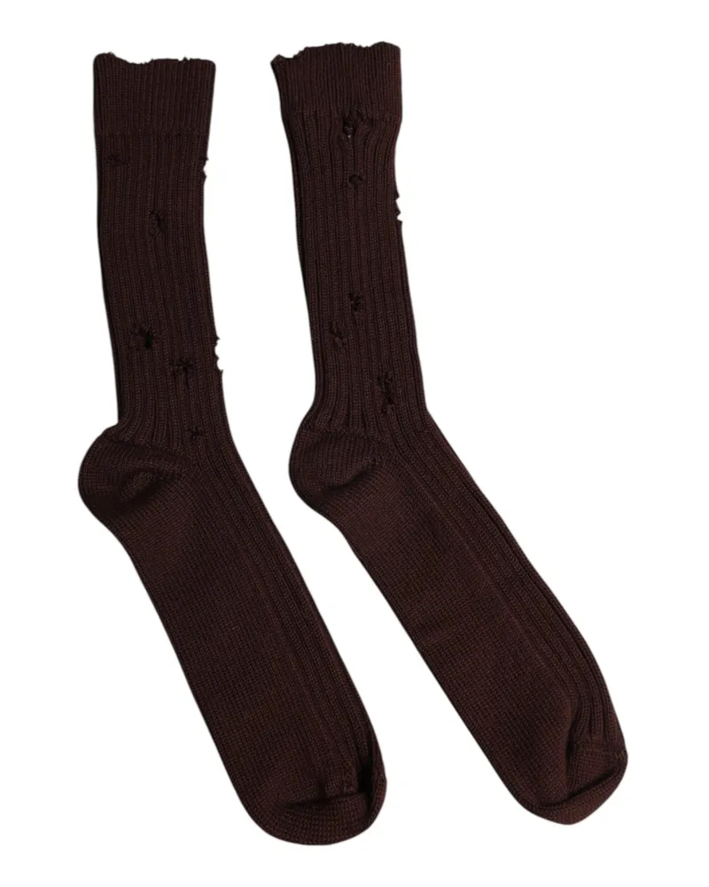 Dolce & Gabbana Unisex Brown Cotton Stretch Over The Calf Socks Blend Clothing Brown