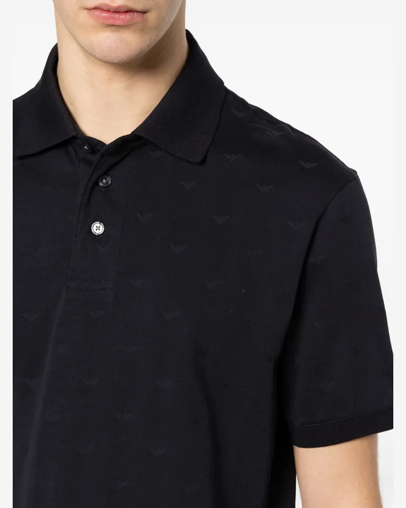 Emporio Armani Logo Cotton Polo — Black Black