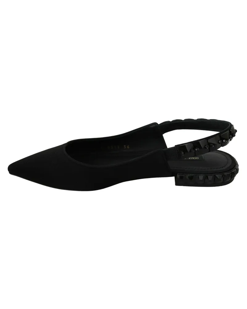Dolce & Gabbana Women's Black Flats Slingback Charmeuse Shoes Silk Viscose Elastane Black