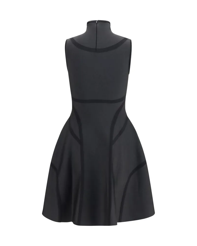 Alexander McQueen Anatomy-Line Jacquard Dress — Black Black