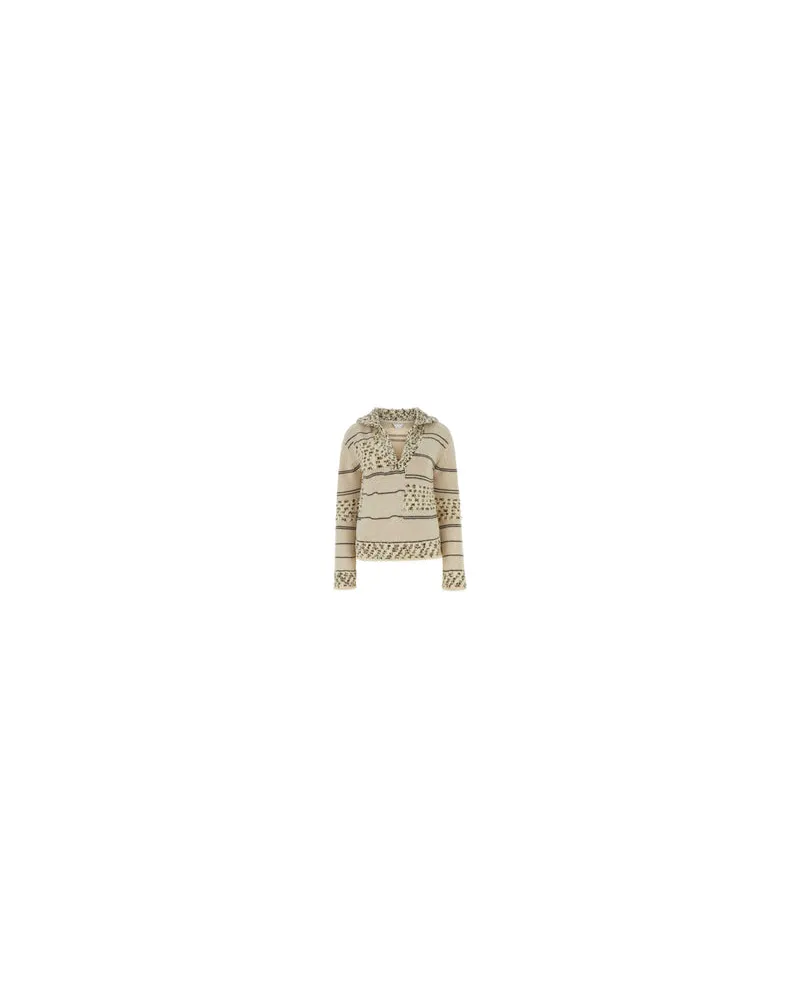 Bottega Veneta Women's Embroidered Wool Blend Polo Shirt Multicosoapstone Beige