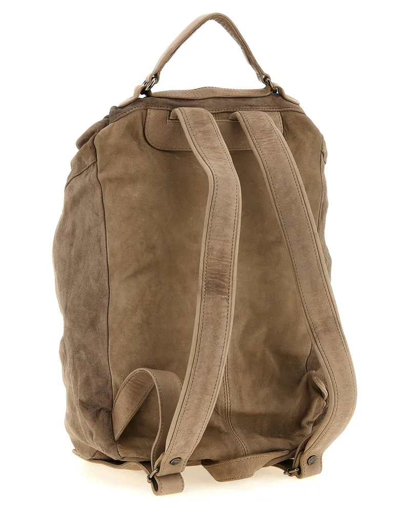Giorgio Brato Wrinkled Lambskin Backpack — Taupe Taupe