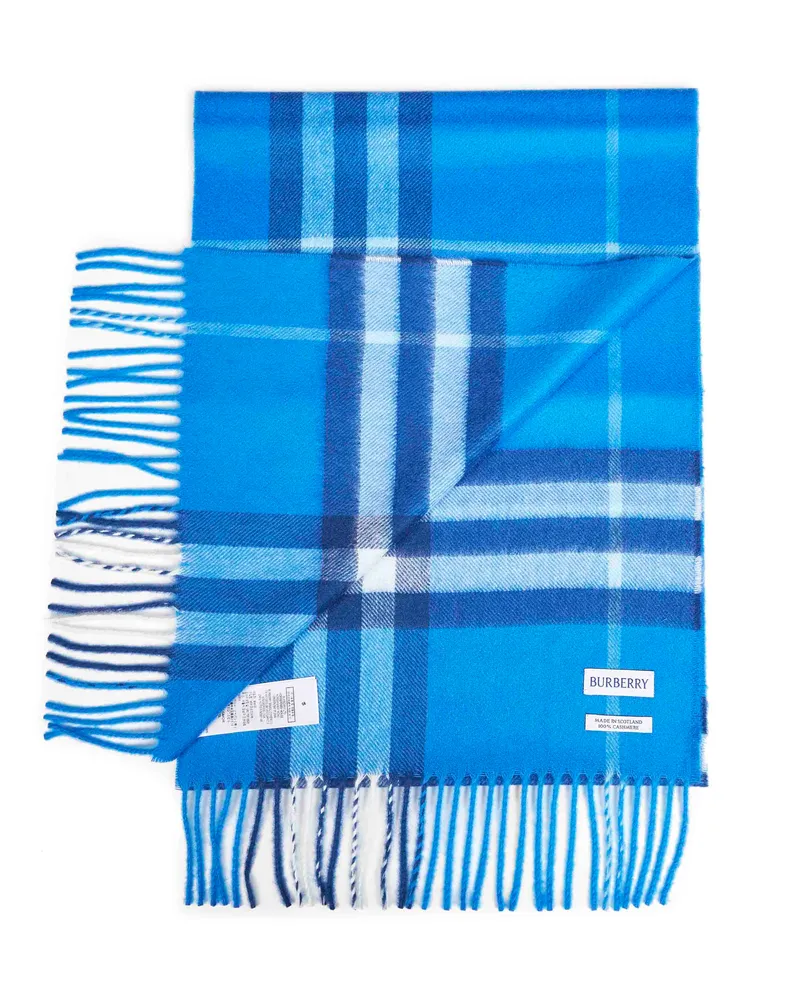 Burberry Cashmere Check Scarf — Blue Blue