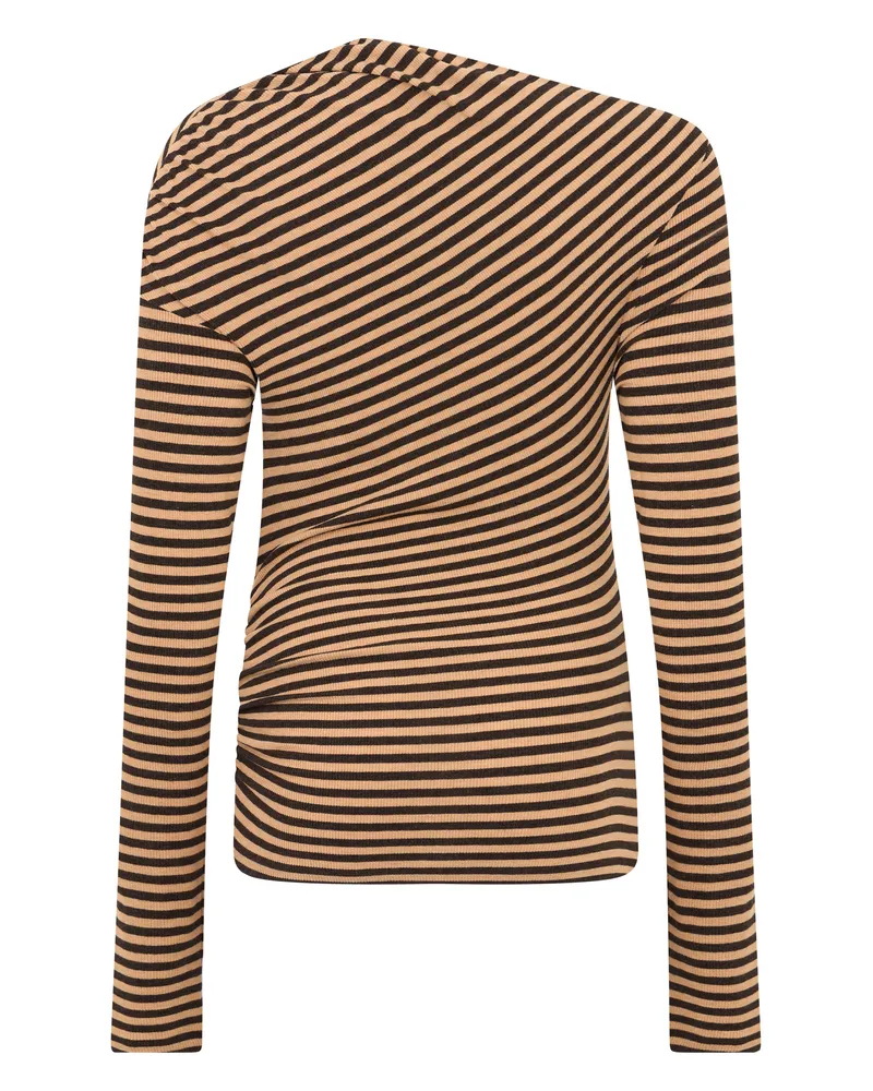 Pinko Diagonal-Stripe Wool-Blend Sweater — Camel Camel