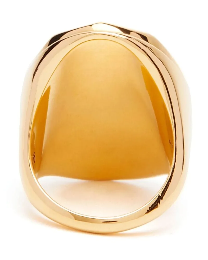 Alexander McQueen Faceted Stone Logo Ring — Gold Gold