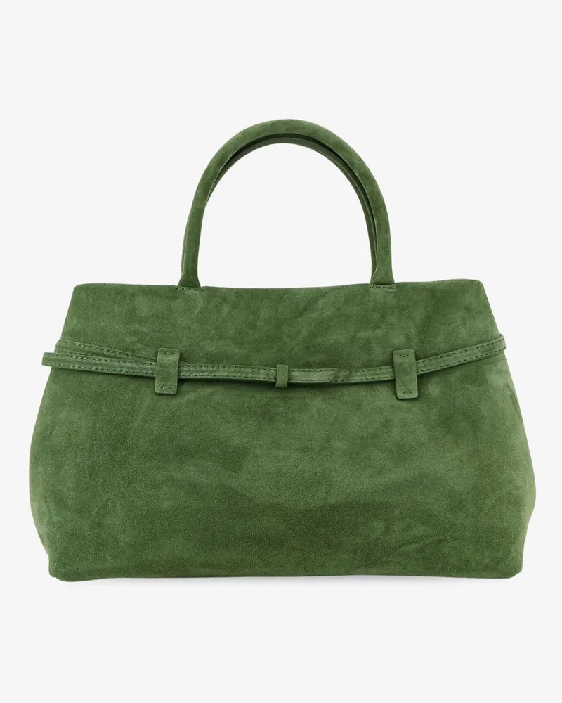 Manu Atelier Women's Handbag Le Cambon 35 Green Suede Handbags Hand Bags Green