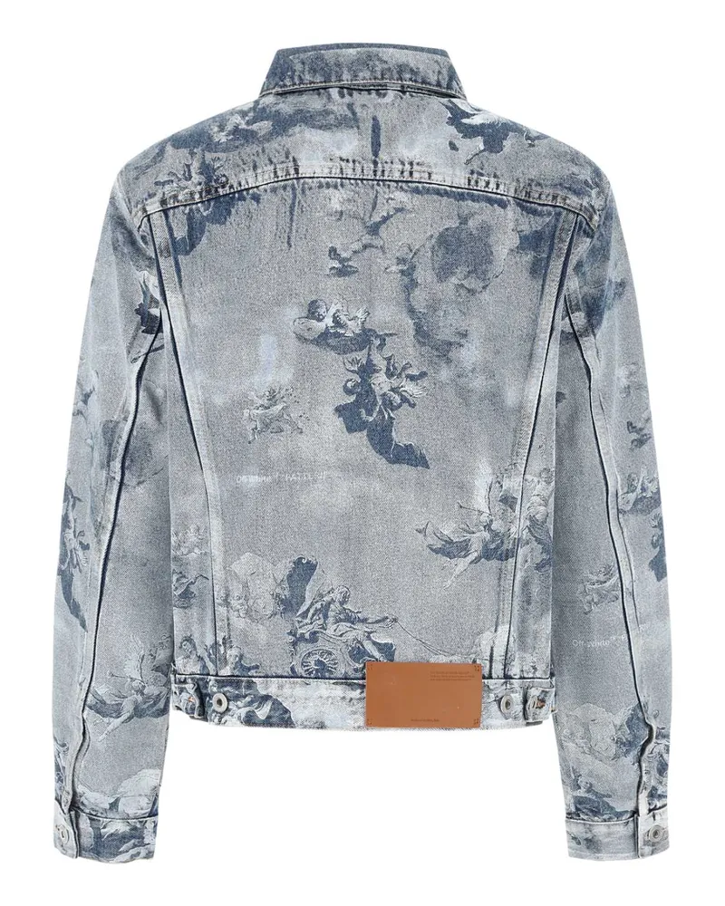 OFF-WHITE Women's Printed Denim Jacket Lightblue Exterior: Cotton Giubbini Blue
