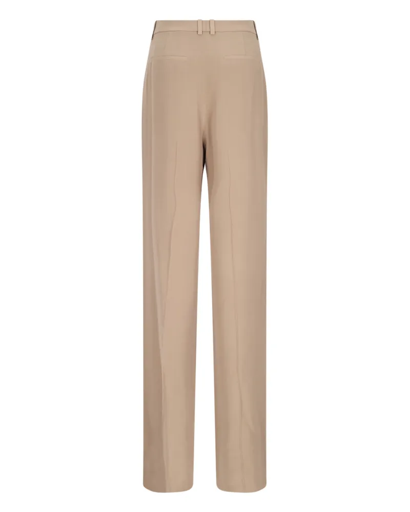 Saint Laurent Women's Trousers Beige Silk Beige