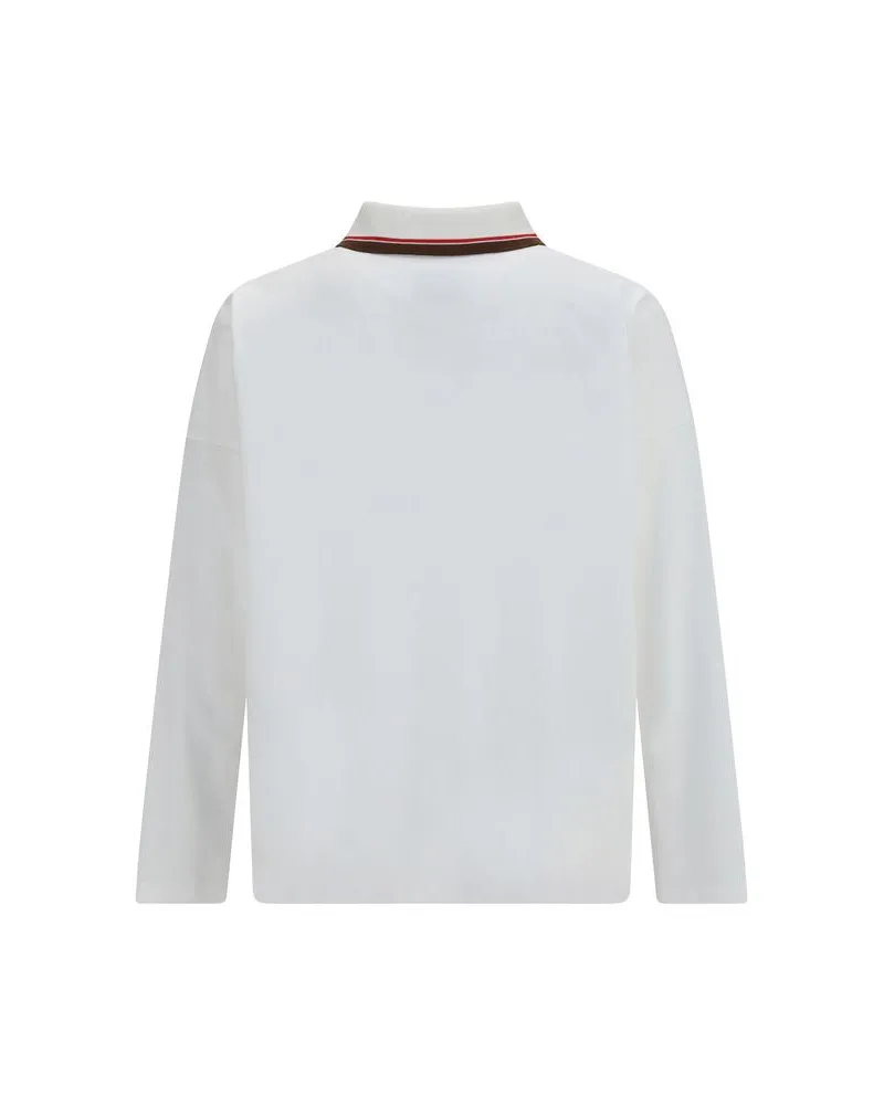Vivienne Westwood Striped Collar Organic Cotton Polo Shirt — White White