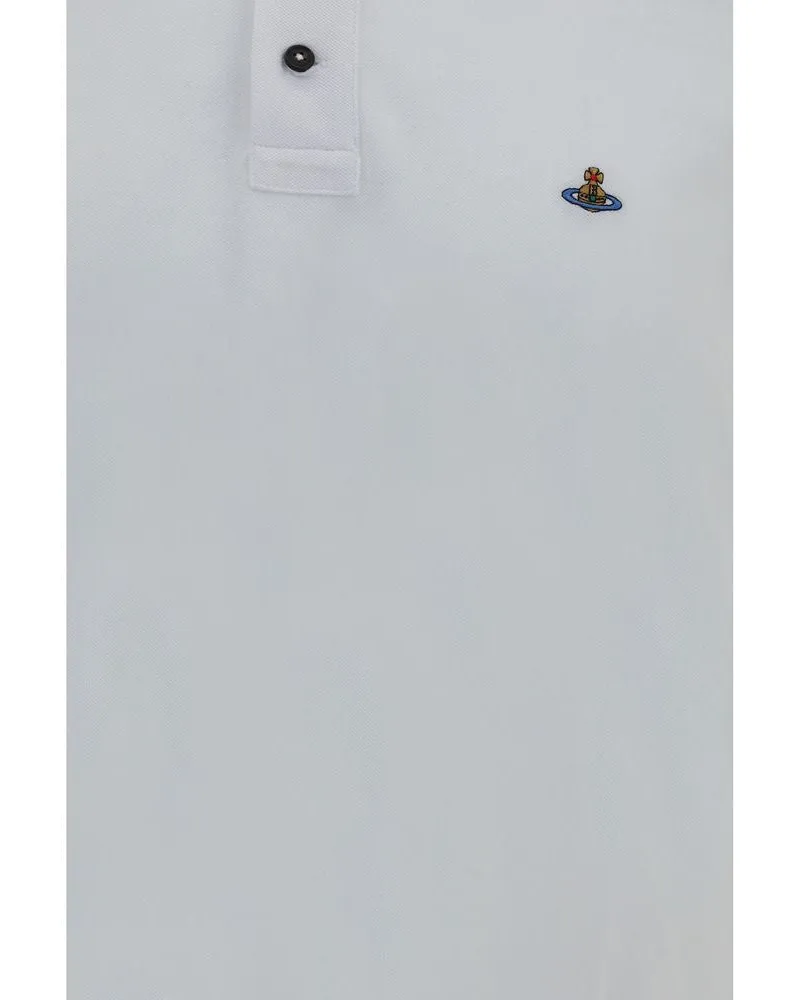 Vivienne Westwood Striped Collar Organic Cotton Polo Shirt — White White
