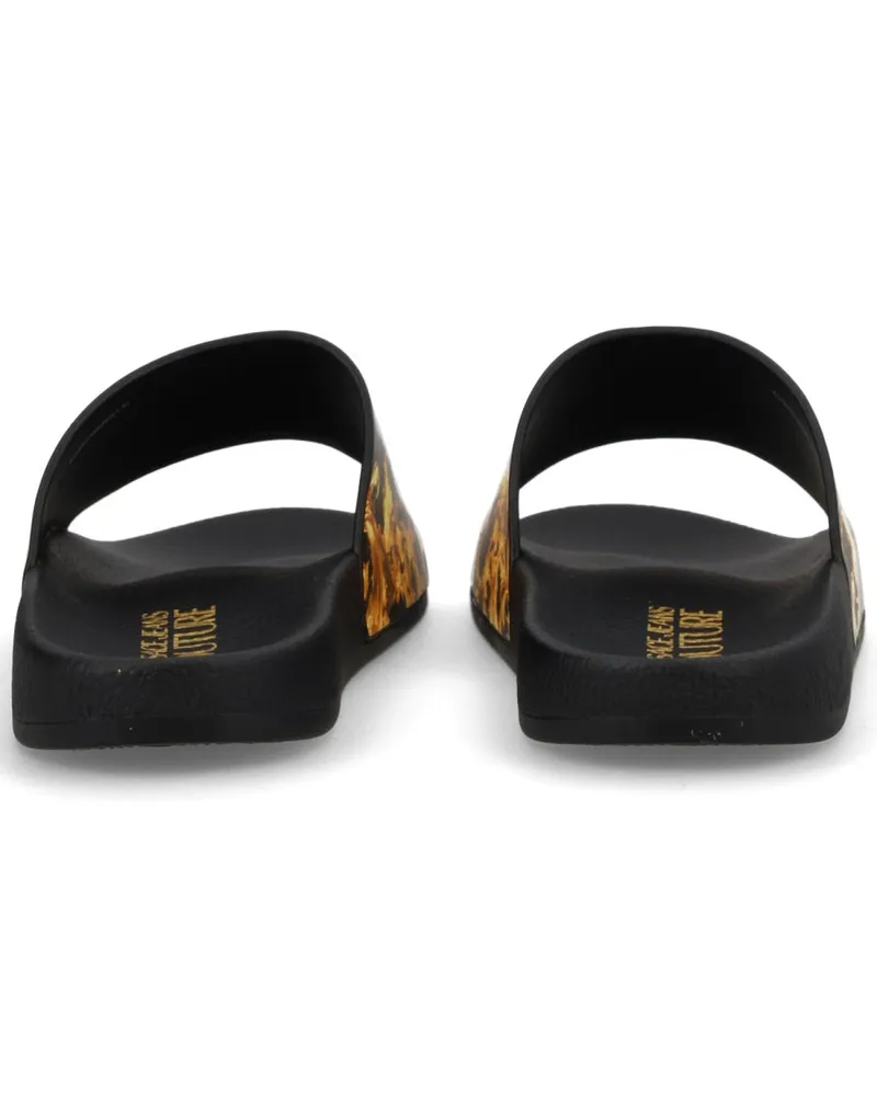 Versace Jeans Graphic Print Slides — Black Black