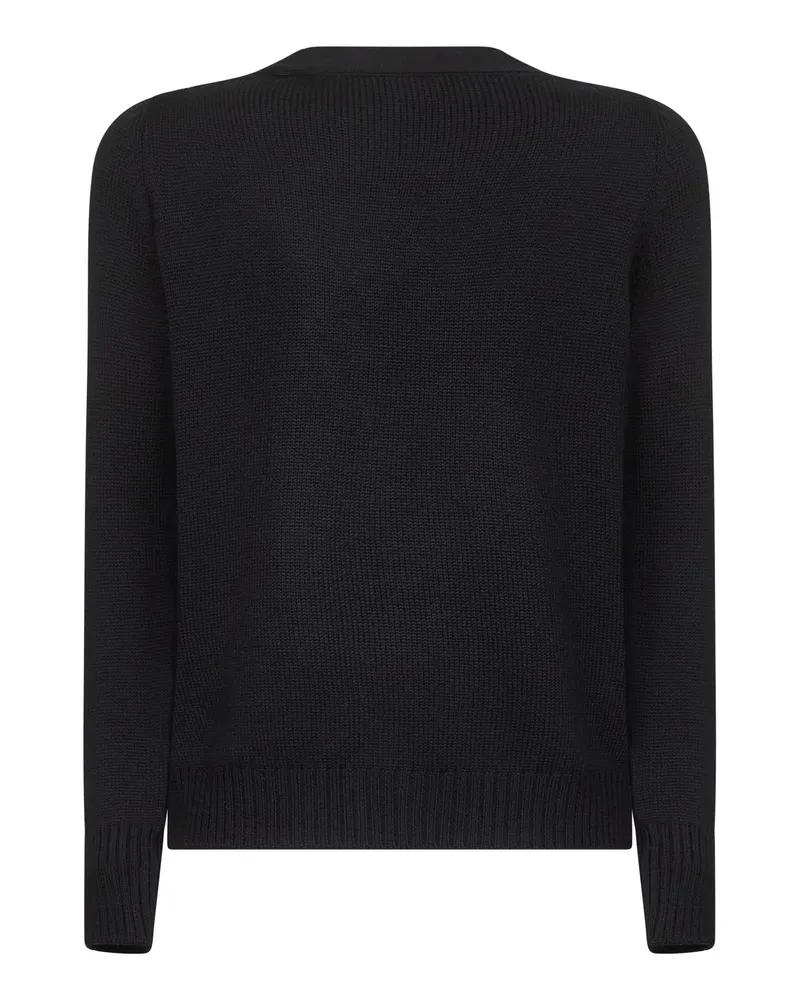 Blanca Women's Cardigan Black Virgin Wool Sweater Black