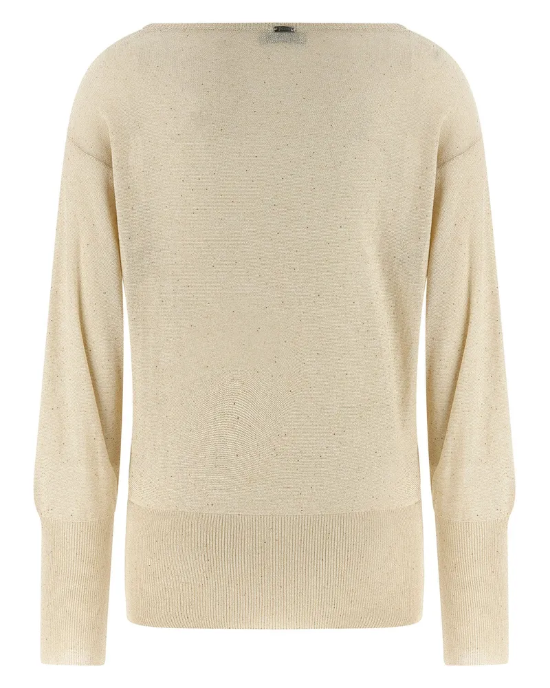 Herno Lamé and Sequin Sweater — Cream Cream
