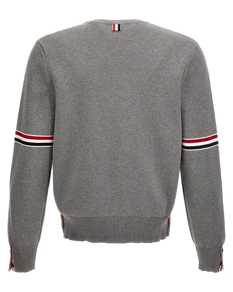 Thom Browne Striped Sleeve Sweater — Grey Gray